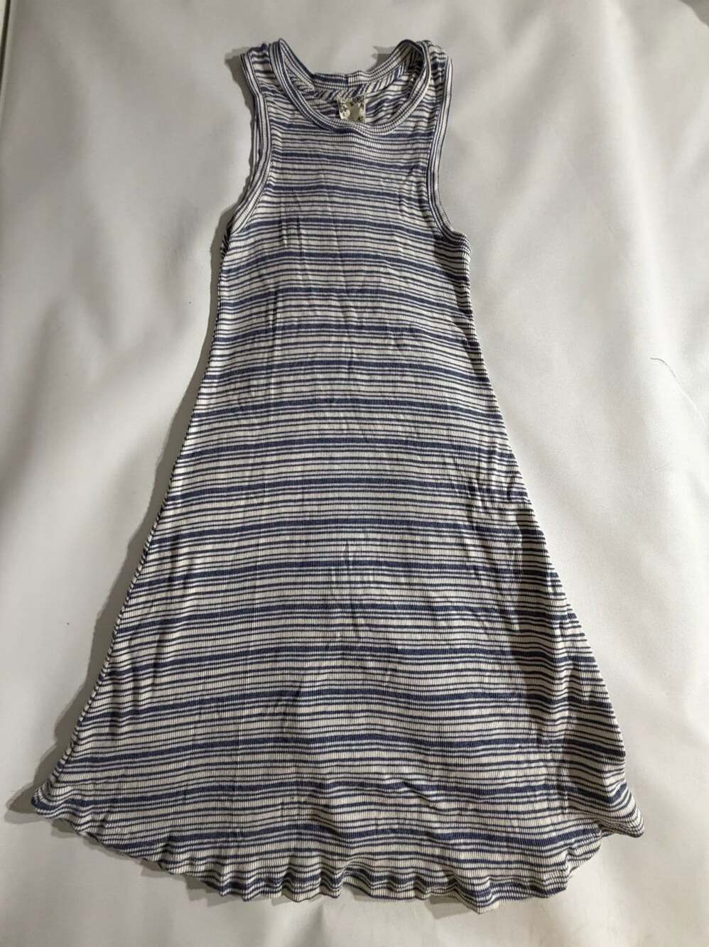 Blu Pepper Blue White Striped Ribbed Tank Dress Womens Size L